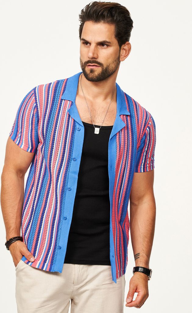 SOULSTAR Herren Poloshirt im Cardigan Vintage Summer-Look für Herren Kurzarm Strick Polo-Hemd Cardigan T-Shirt