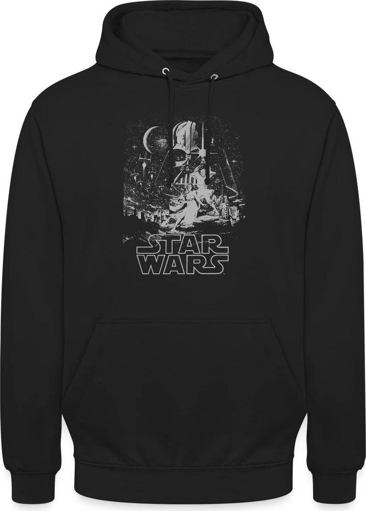Star Wars Galaxie Mit Darth Vader Retro Uni Hoodie, M, Schwarz