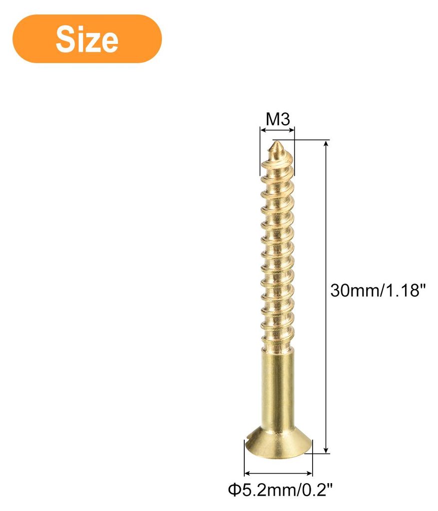 25 Stš¹ck Holzschrauben M3x30 mm Flachkopf Messing Selbstschneidende Schrauben mit Senkkopf Senkkopfschrauben fš¹r Bš¹roger?te Holzm?bel Holz...