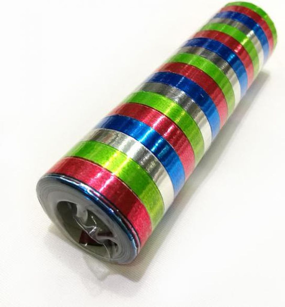 Luftschlangen bunte Streifen Metallic 18 Wurfröllchen je 4 Produktbild 