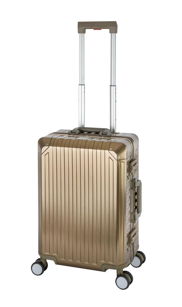 Travelhouse Tokyo Alu Reisekoffer Champagner Bordkoffer Hartschalenkoffer Reisegepäck Reisetrolley Trolley Handgepäckkoffer Kabinenkoffer 2X TSA ...