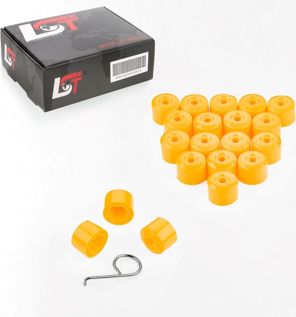 20x Radschrauben Abdeckkappen Set 17 mm gelb für SAAB VOLVO OPEL VAUXHALL