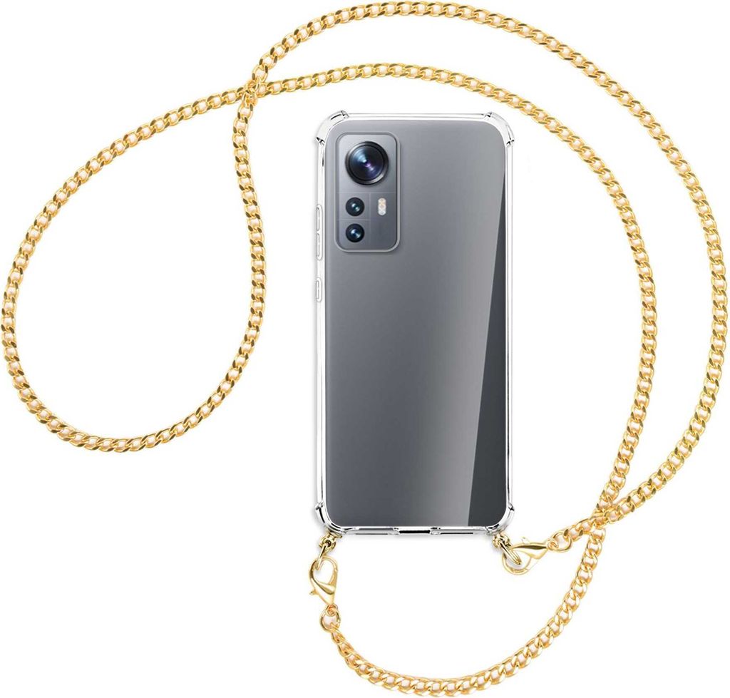 Handykette Backcover-Schutzhülle mit Band (Metall goldfarben) für Xiaomi 12 - goldfarbene Kette