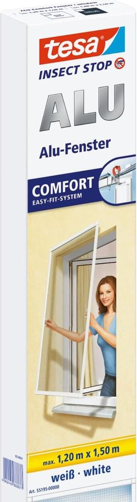 tesa Fliegengitter ALU Comfort Fenster 1,2 m : 1,5 m weiß Produktbild 