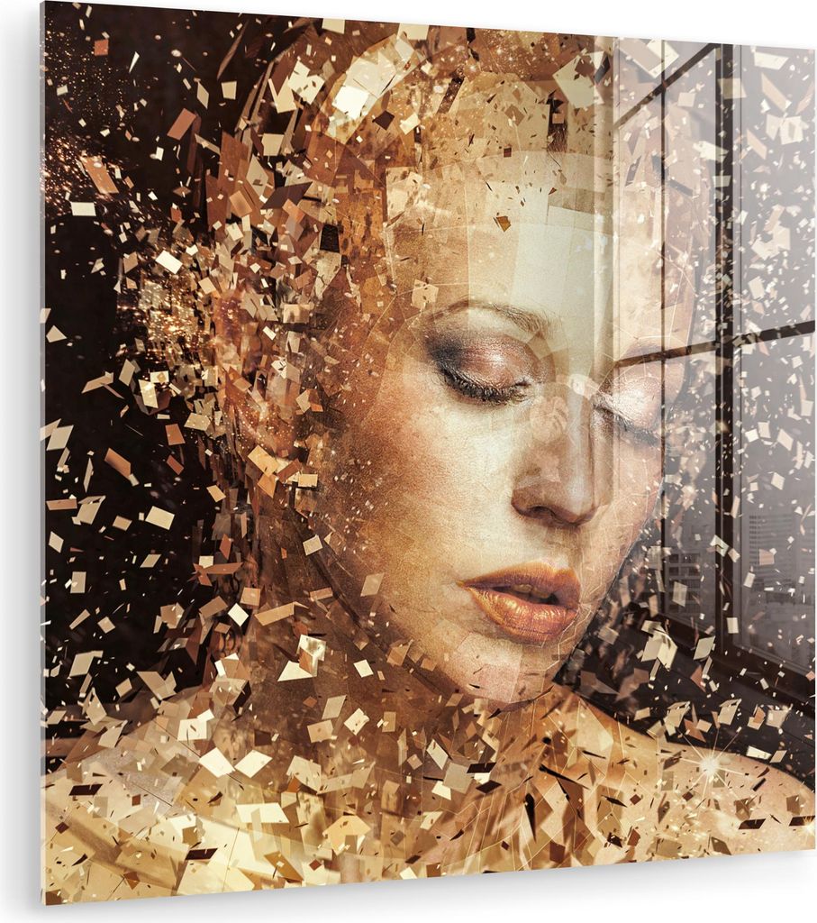 MuchoWow Glasbilder - Bilder auf Wandbild - Foto auf Glas Frau - Abstrakt - Kunst 40x40 cm Wanddekoration aus Glas - Acrylglasbild - Acrylbilder