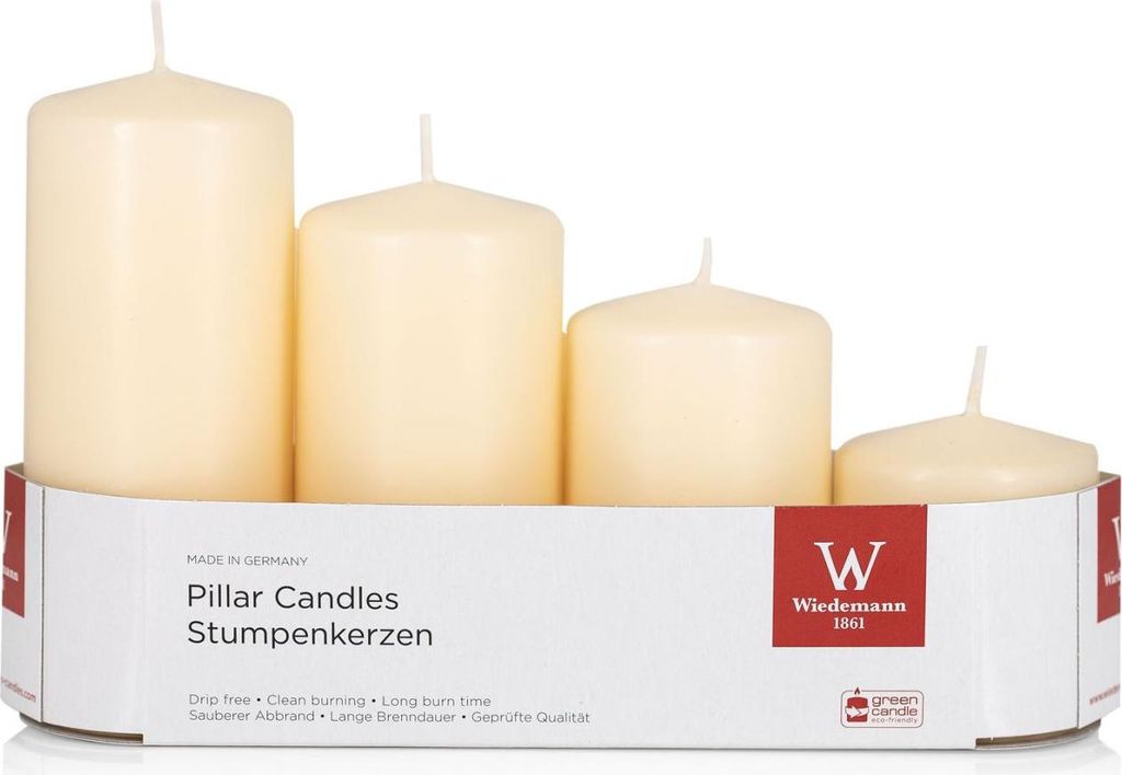 INNA-Glas Adventskerzen JENARO, 4 Stück, abgestuft, bisquit, 6 cm, 8 cm, 10 cm, 12 cm, Ø5 cm - Germany - Weihnachtskerzen