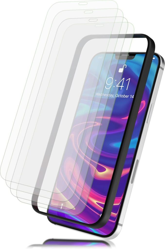NALIA 4x Schutzglas & Schablone - Set für iPhone 12 Pro Max, Displayschutz Glas