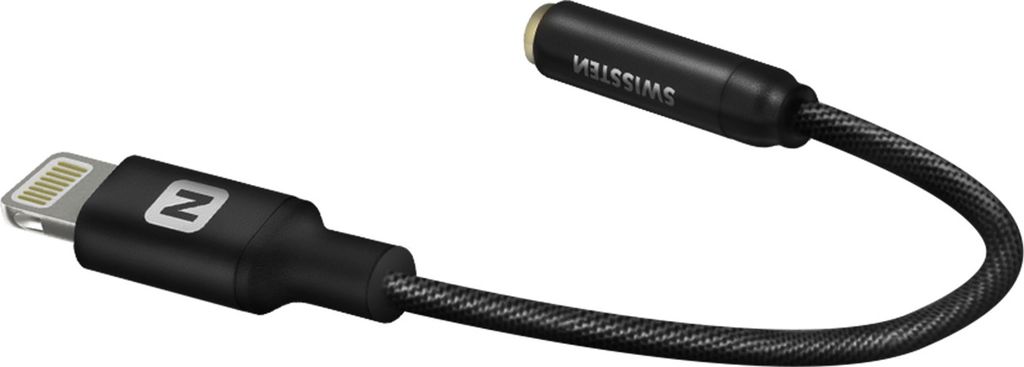 Swissten Audio Adapter, Lightning to Jack 3,5 mm, 0,15 m, black, Blister (73501211)