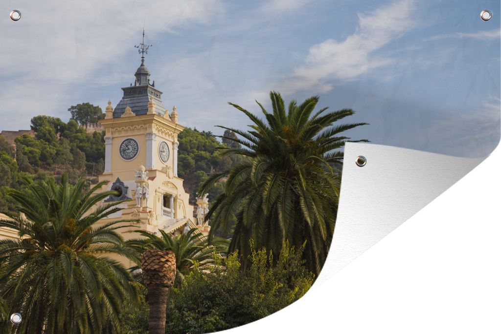 MuchoWow 90x60 cm Outdoor-Poster Gartendeko Sichtschutz Garten Poster für den Garten Die Spitze des Rathauses von Málaga Spanien