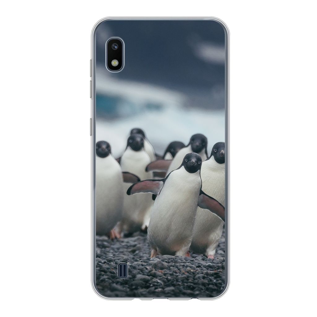 MuchoWow Handyhülle Schutzhülle Hülle für Samsung Galaxy A10 Adeliepinguine am Strand Silikon Softcase Handy Hülle - Schutzhülle
