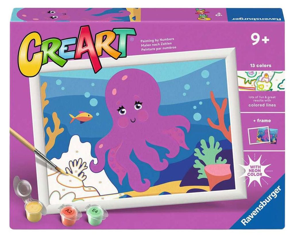 Ravensburger CreArt Malen nach Zahlen – Oktopus (Neon)