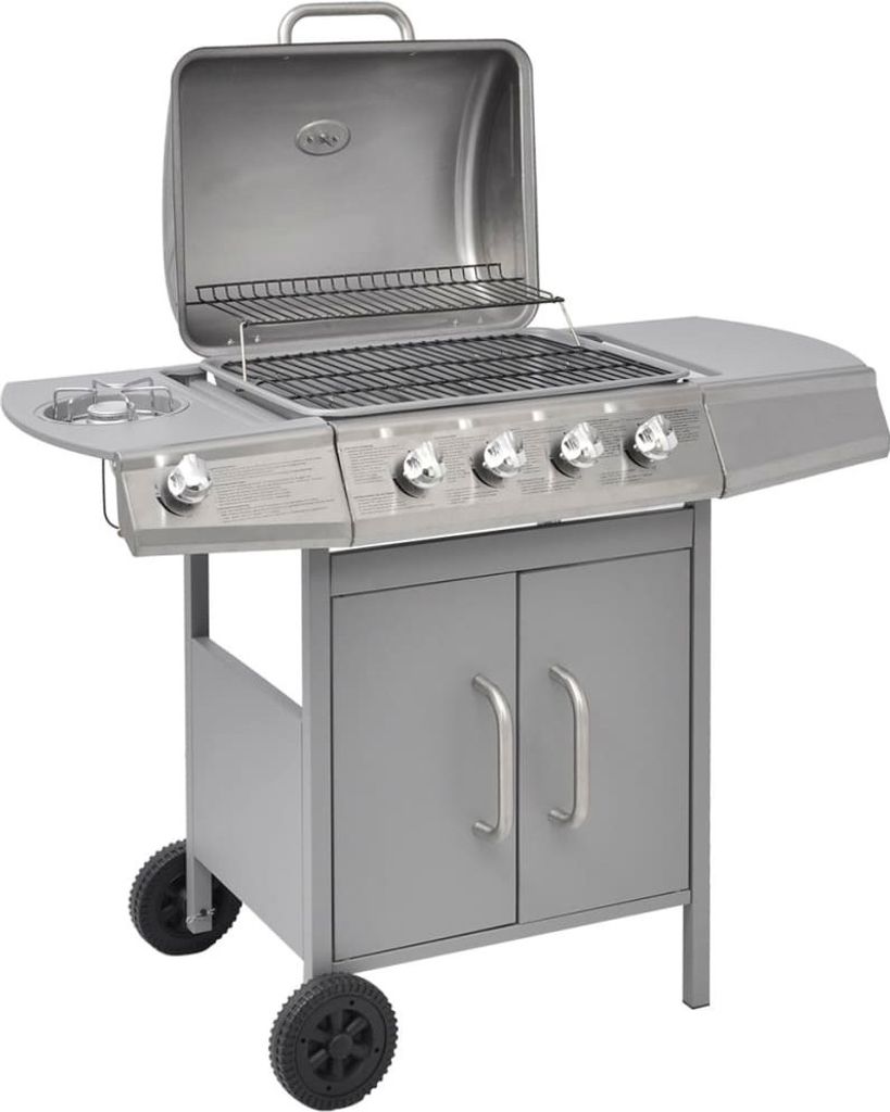 HOMMIE Gasgrill 4+1 Flammen Silbern DE751515 - Gasgrills