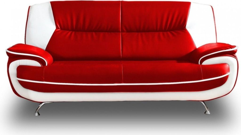 Emoebel24 Sofa 3-Sitzer Couch Kunstleder ONYX 198x87x89 cm Kunstledersofa 3-er rot-weiss