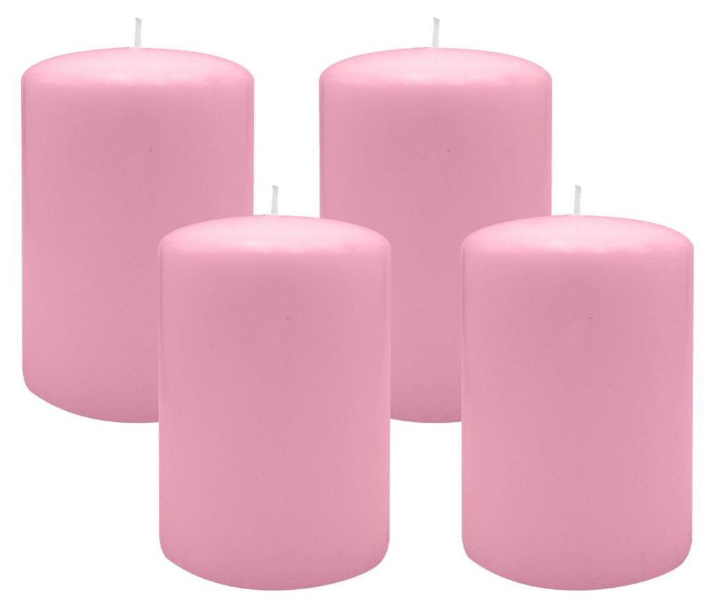 Flachkopf-Stumpenkerzen Rosa 100 x Ø 60 mm, 4 Stück Produktbild 