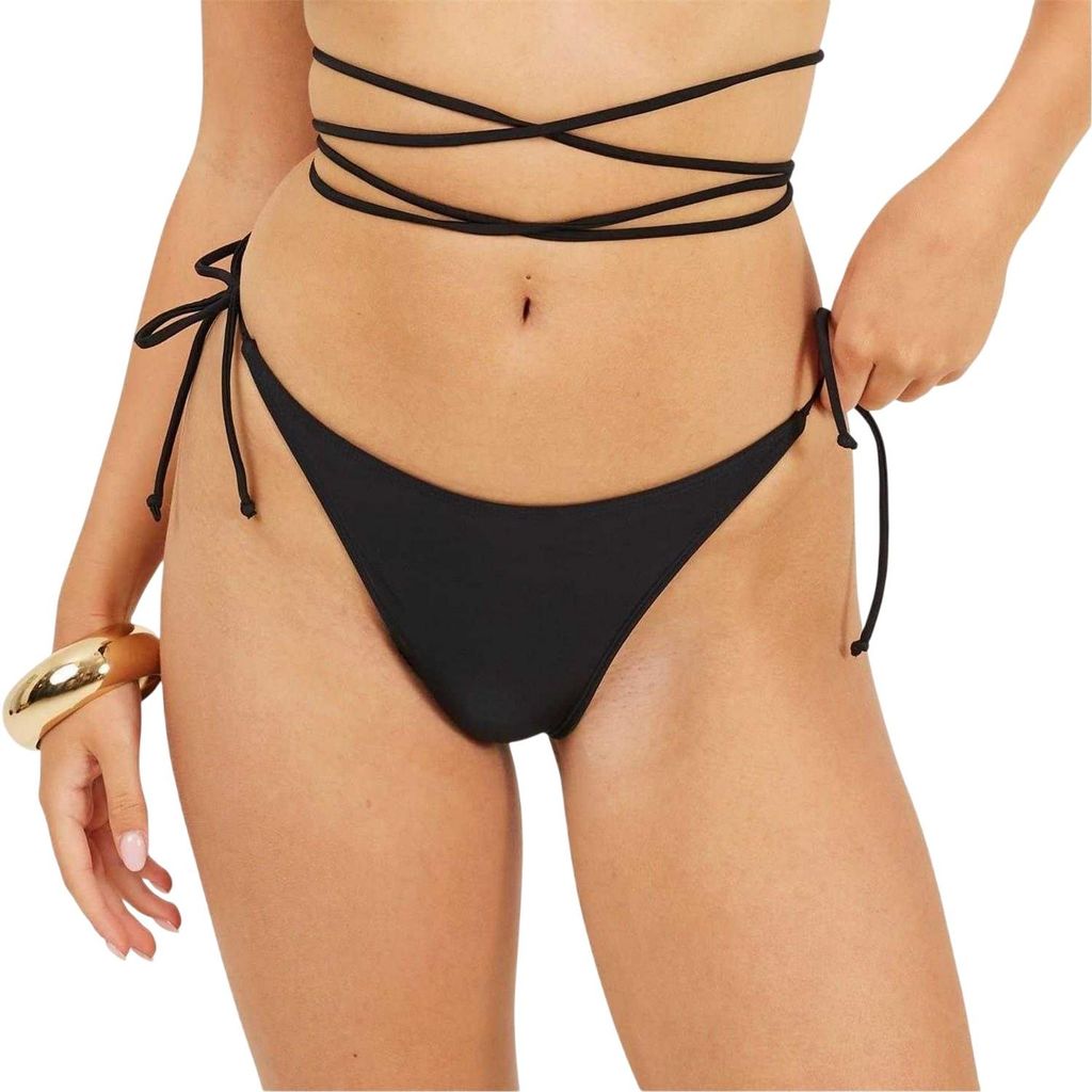 Brave Soul - Bikinihöschen für Damen, Seitlich gebunden GT22451 (38 DE) (Schwarz)