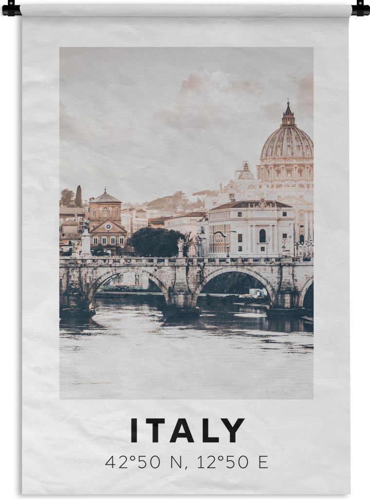 MuchoWow Wandteppich Wandbehang Rom - Italien - Sommer - Skyline 120x180 cm Tapisserie Dekoration Wandtuch - Schlafzimmer - Dekorationen für das...