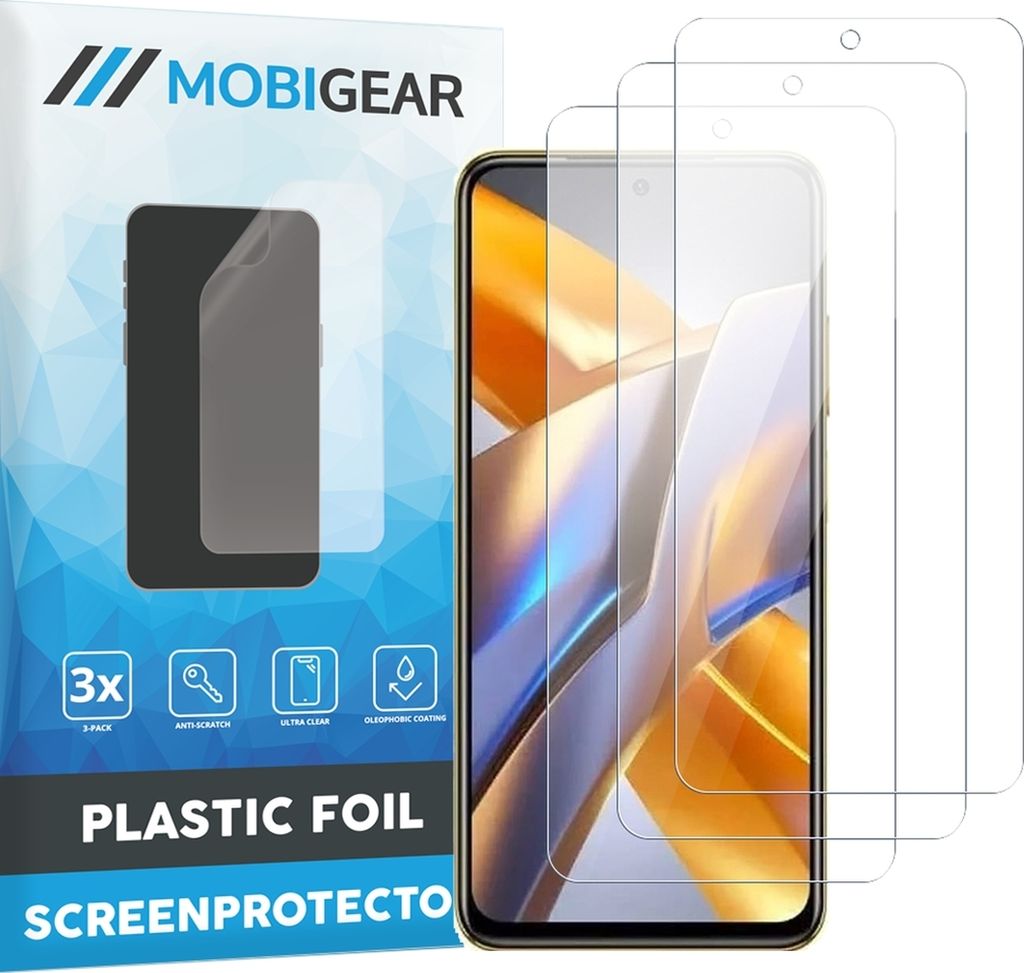 Mobigear POCO M5s Displayschutz Schutzfolie - Hüllenfreundlich (3er Pack)