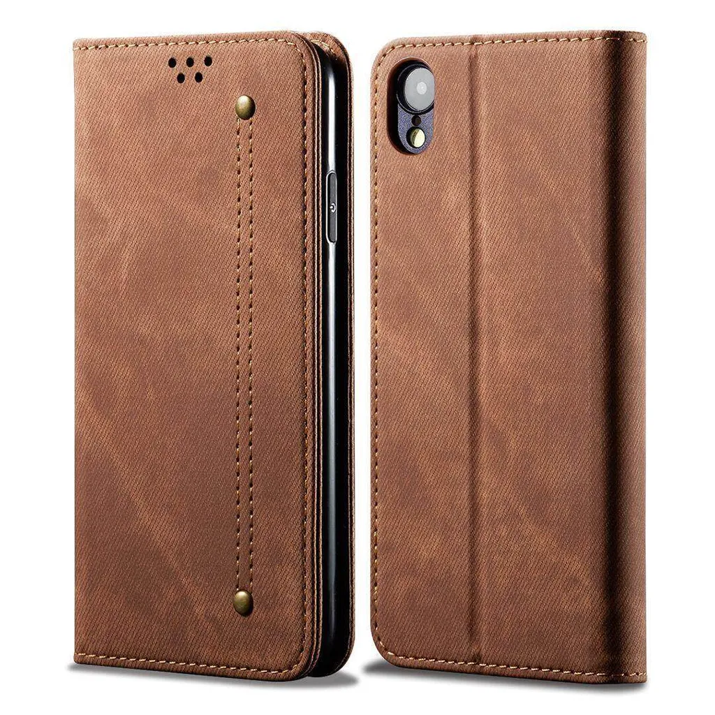 Cover Portafoglio iPhone XR Marrone - Pelle Professionale e Magnetica
