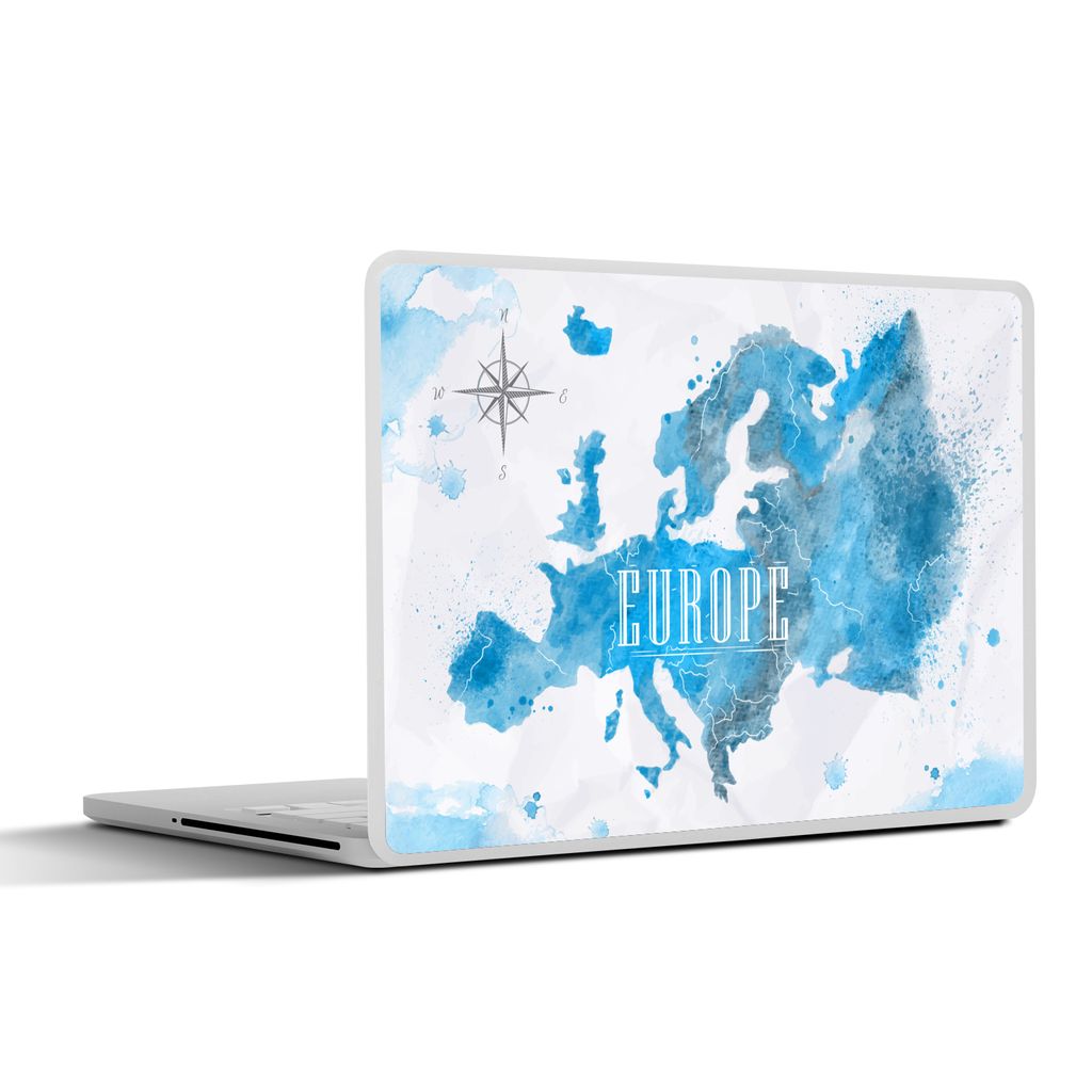 MuchoWow Laptop Aufkleber Sticker Cover Aquarell - Karte - Europa 40x30 cm - Laptop Dekoration - Selbstklebend