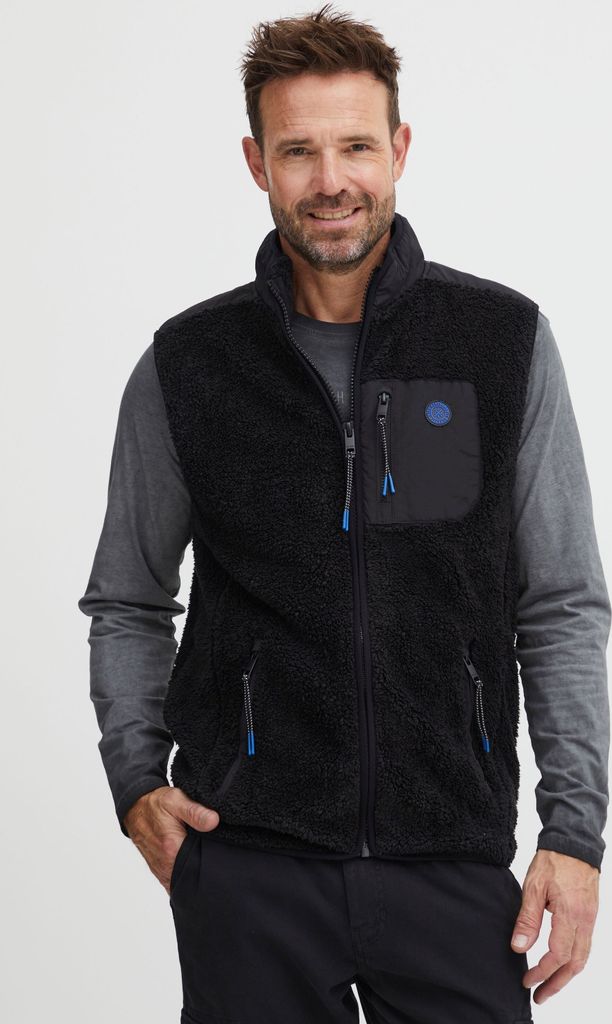 FQ1924 FQFelo Herren Weste Outdoor-Weste Teddyweste mit abgesetzter Brusttasche und Stehkragen Regular Fit