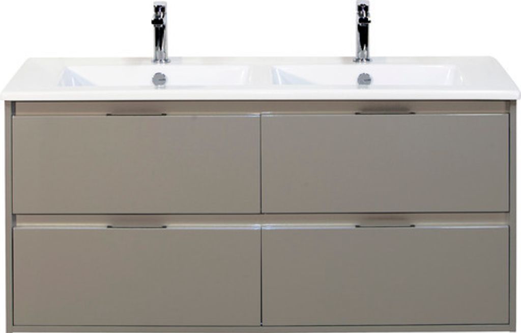 Doppelwaschbecken mit Unterschrank Sanox PORTO BxHxT 121x57x51 cm Frontfarbe cubanit grey 84719650