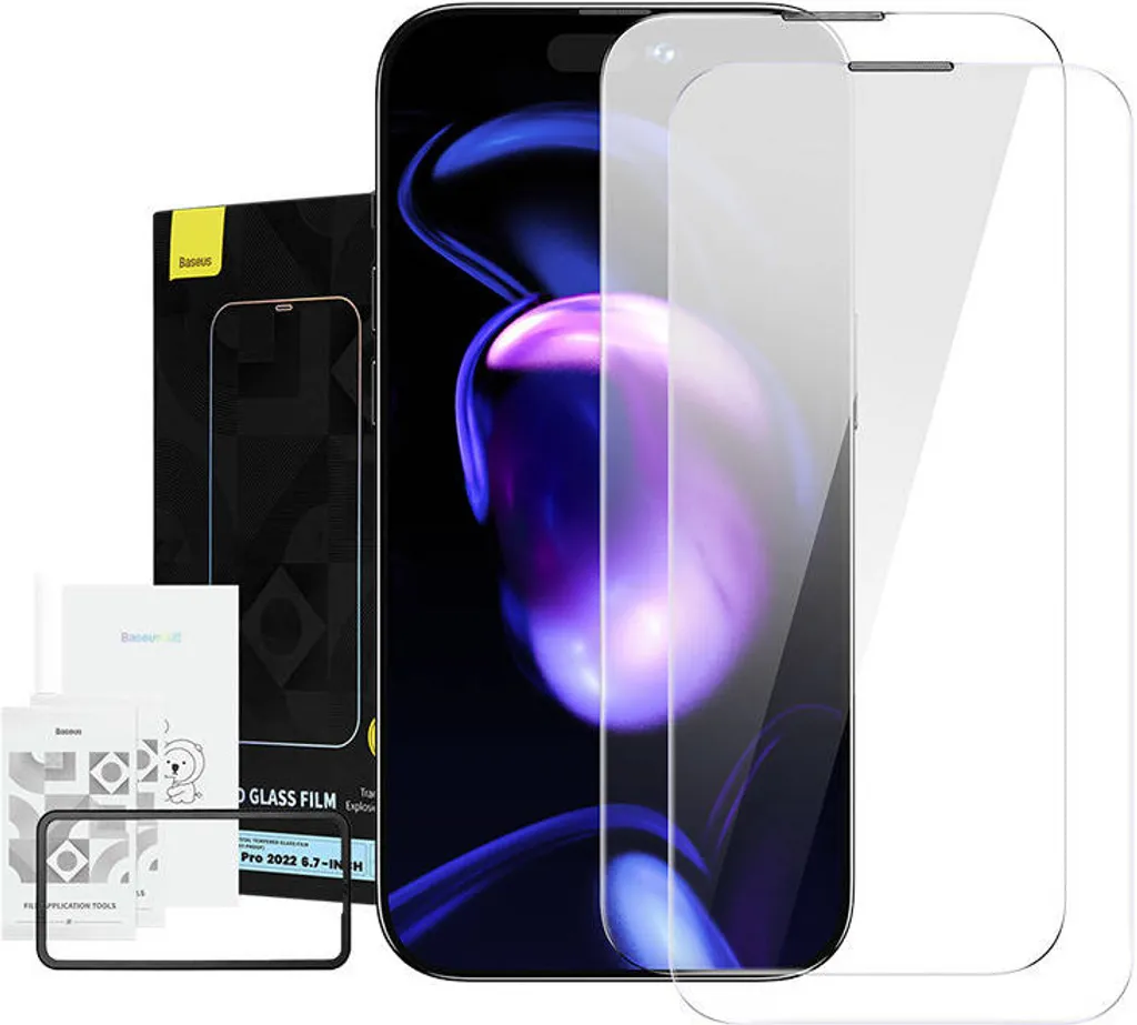 Baseus Crystal Vetro Temperato iPhone 14 Pro Max 0.3mm (2 pz) - Protezione Totale