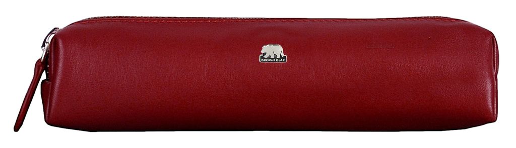 Brown Bear Reißverschluss Schreibgeräte-Etui Leder Farbe Rot Größe S