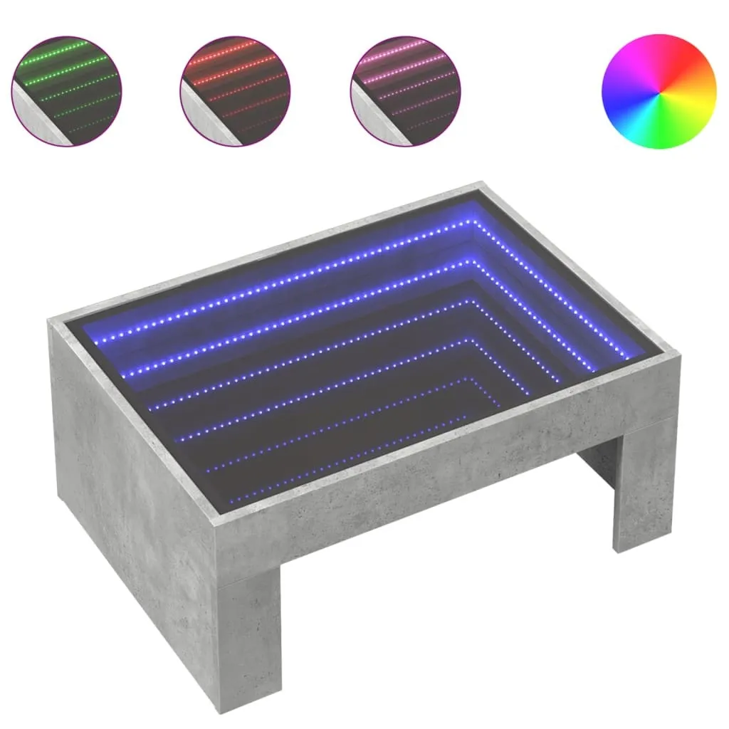 SYFAX™ Tavolino da Salotto con LED Infinity Grigio Cemento 70x50x30 cm