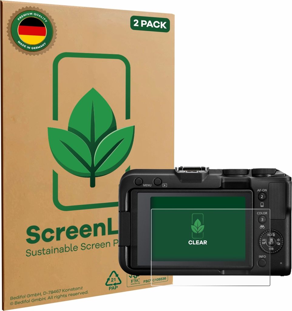 2x ScreenLeaf Schutzfolie für Canon EOS R50 V nachhaltiger Displayschutz Display Schutz Folie Klar Transparent
