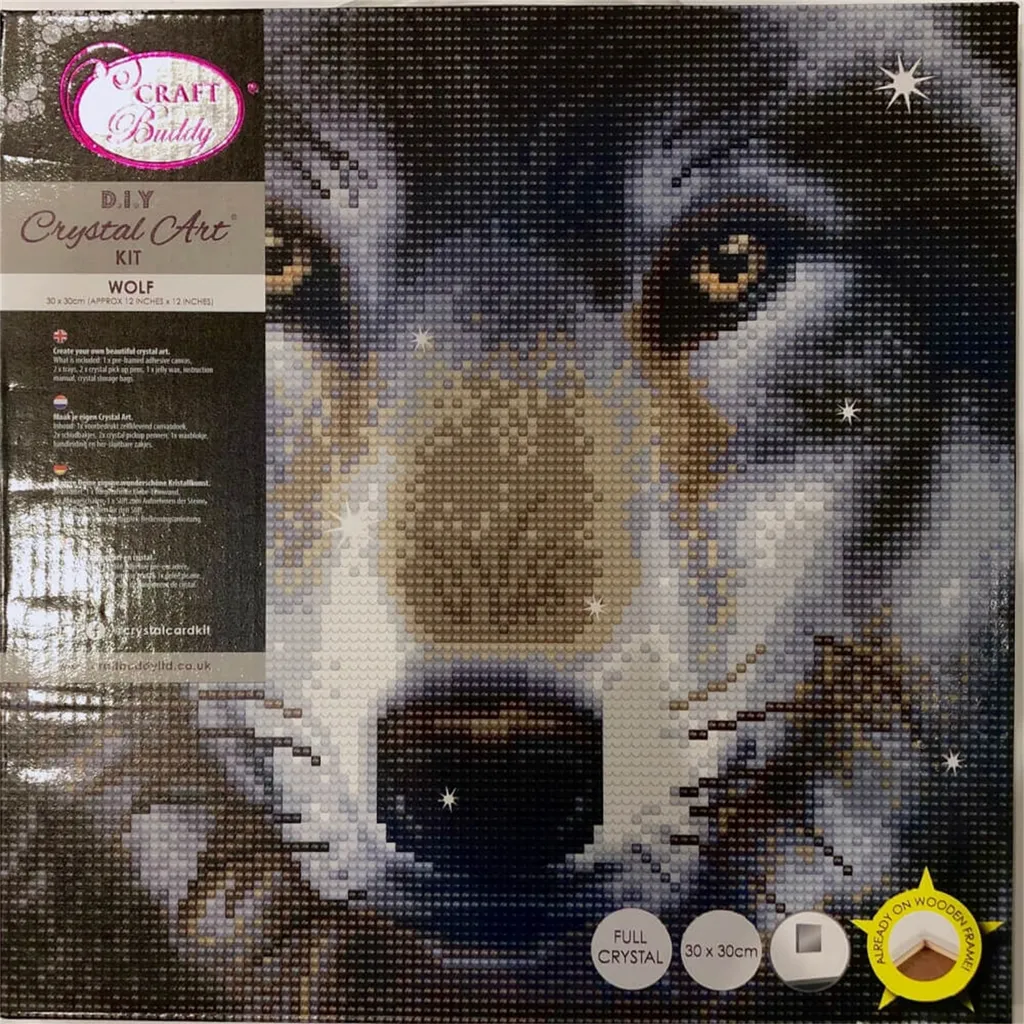 Tableau Diamant Loup 30x30 cm Kit Complet Diamond Painting Déco