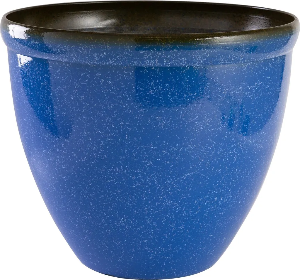 Jinfa Jardinière Santorini Bleu Marine en Plastique Aspect Céramique Ø39cm