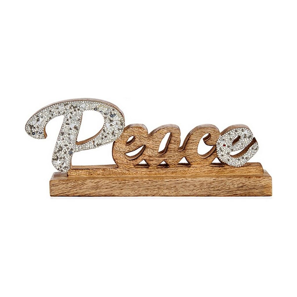 Dekofigur Frieden Glitzer 6 x 13 x 31 cm Holz versilbert
