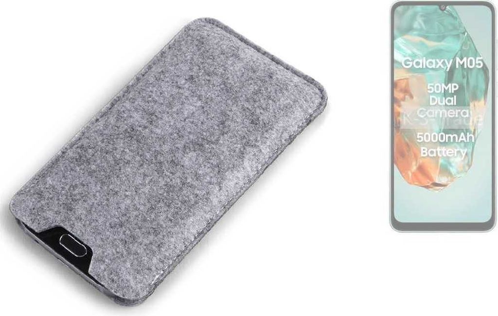 K-S-Trade Filz Handyhülle kompatibel mit Samsung Galaxy M05 Schutzhülle Filztasche Filz Tasche Case Sleeve Handy Hülle Filzhülle grau