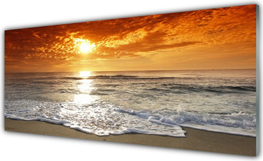 Küchenrückwand aus Glas 125x50cm Spritzschutz Meer Sonne Landschaft