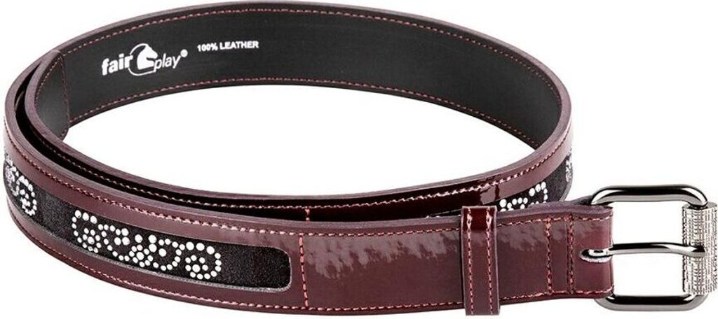 Fair Play Gürtel CLARENCE CHIC burgundy bordeauxrot mit Lack und Strass, Länge Gürtel:80cm