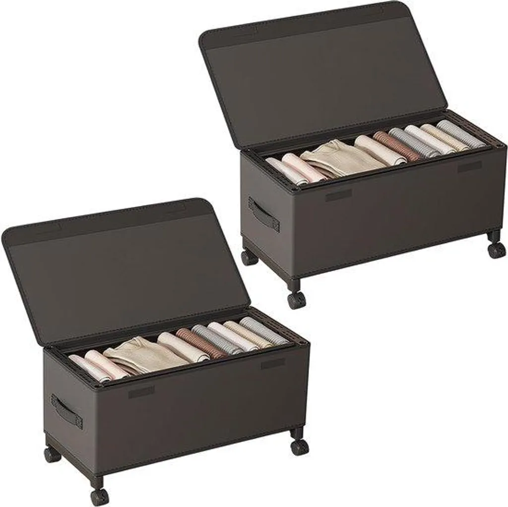Bac de rangement sous le lit pliable et mobile pour linge et couette