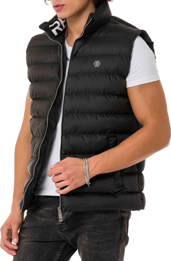 Red Bridge Herren Weste mit Stehkragen Big Bubble Zipper Collar Print