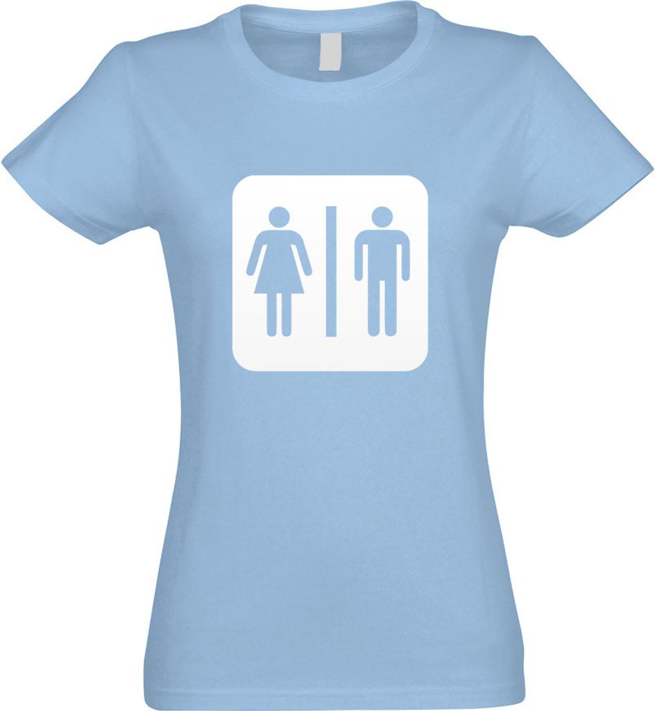 Kiwistar - T-Shirt tailliert - Damen - himmelblau - WC Toilette Piktogramme - mit Motiv Bedruckt - Funshirt Design - Sport - Freizeit - Damen - S
