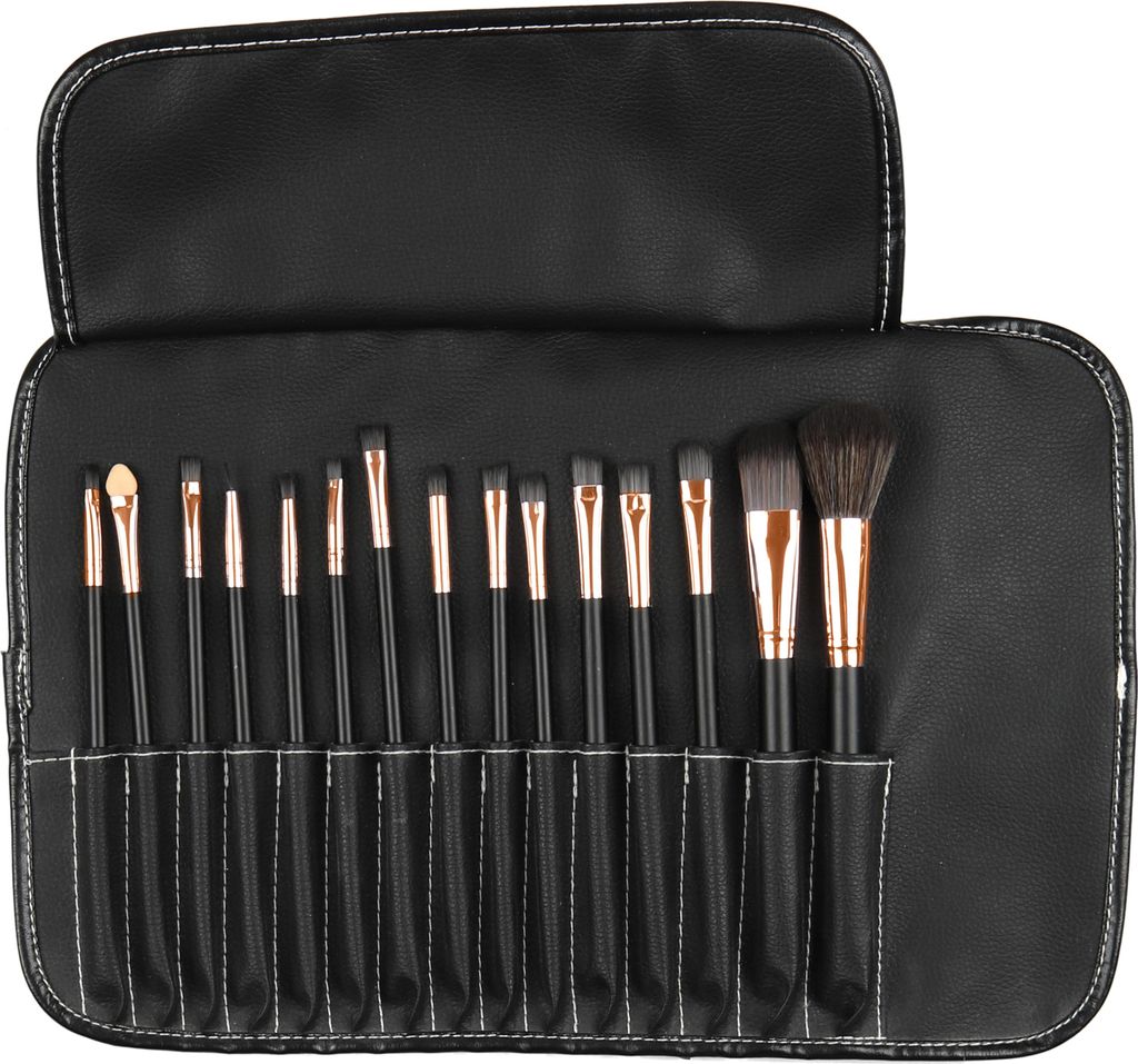 Make-up-Pinsel mit Etui - 15 Pinsel
