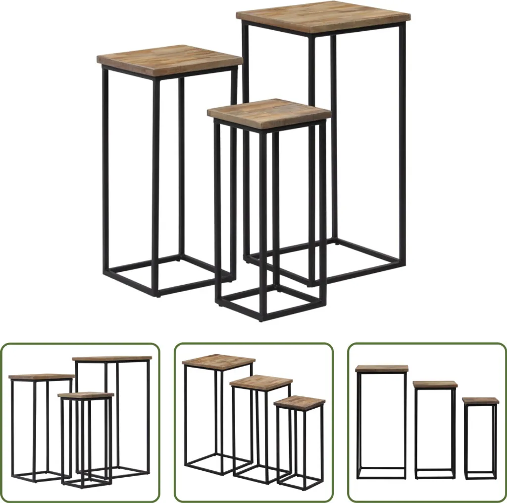Table d'appoint en teck recyclé massif avec structure robuste en acier - 10