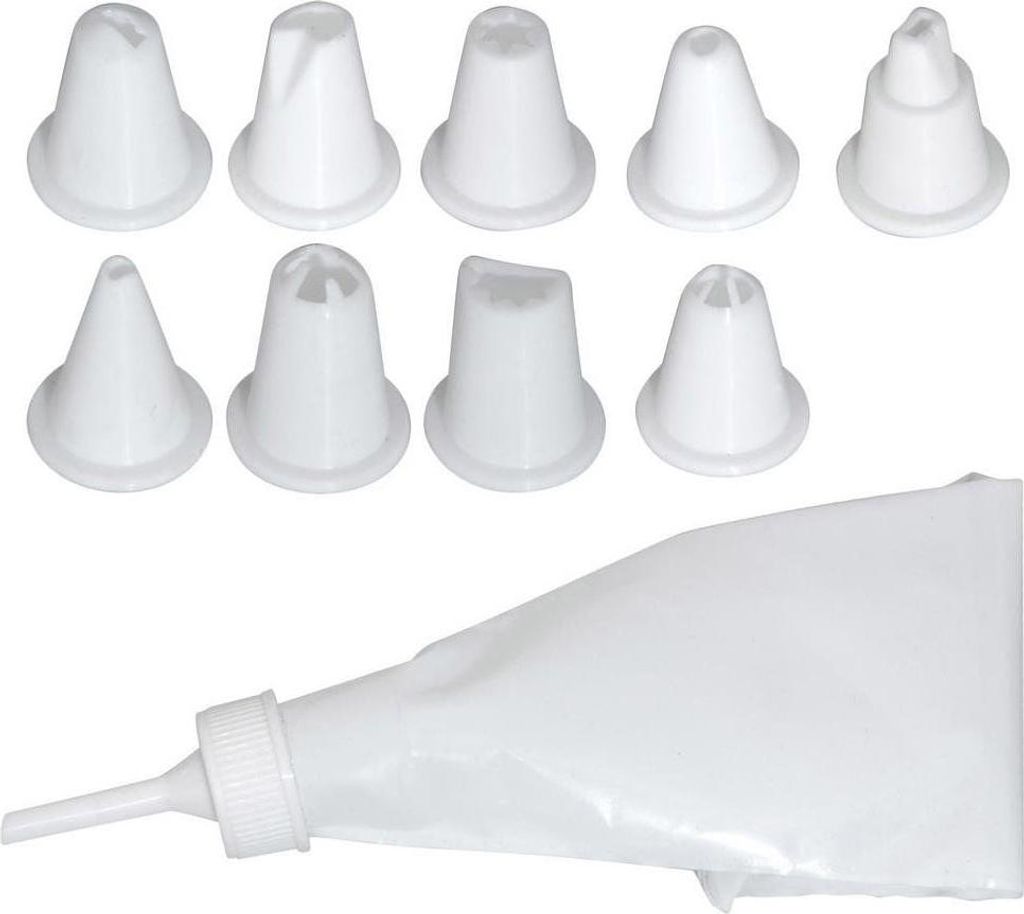 Set zum Dekorieren von Desserts: 10 Tüllen, Spritzbeutel, Adapter