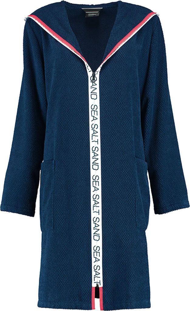 Cawö Damen-Kurzmantel mit Kapuze und Reißverschluss und extraleicht Uni Farbe navy Größe M