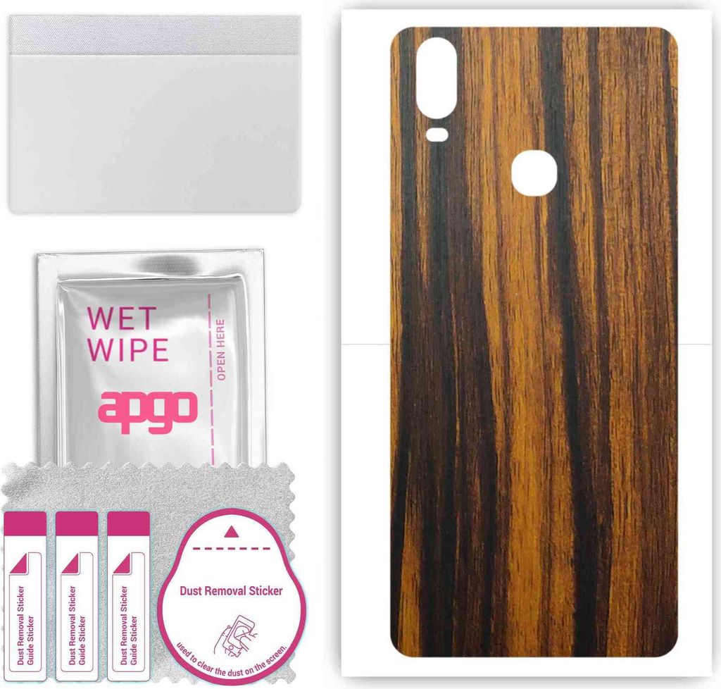 apgo Rückseite Schutzfolie, Skin, kompatibel mit vivo Y11 (2019), Hinten Displayschutzfolie aus Vinylfolie, kratzfest, einfache Montage - Tigerwood