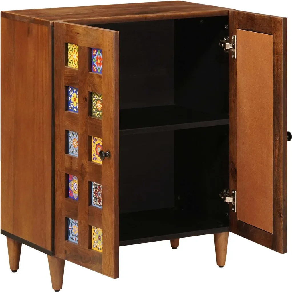 vidaXL Credenza Compatta Legno Massiccio Mango Finitura Noce 60 cm