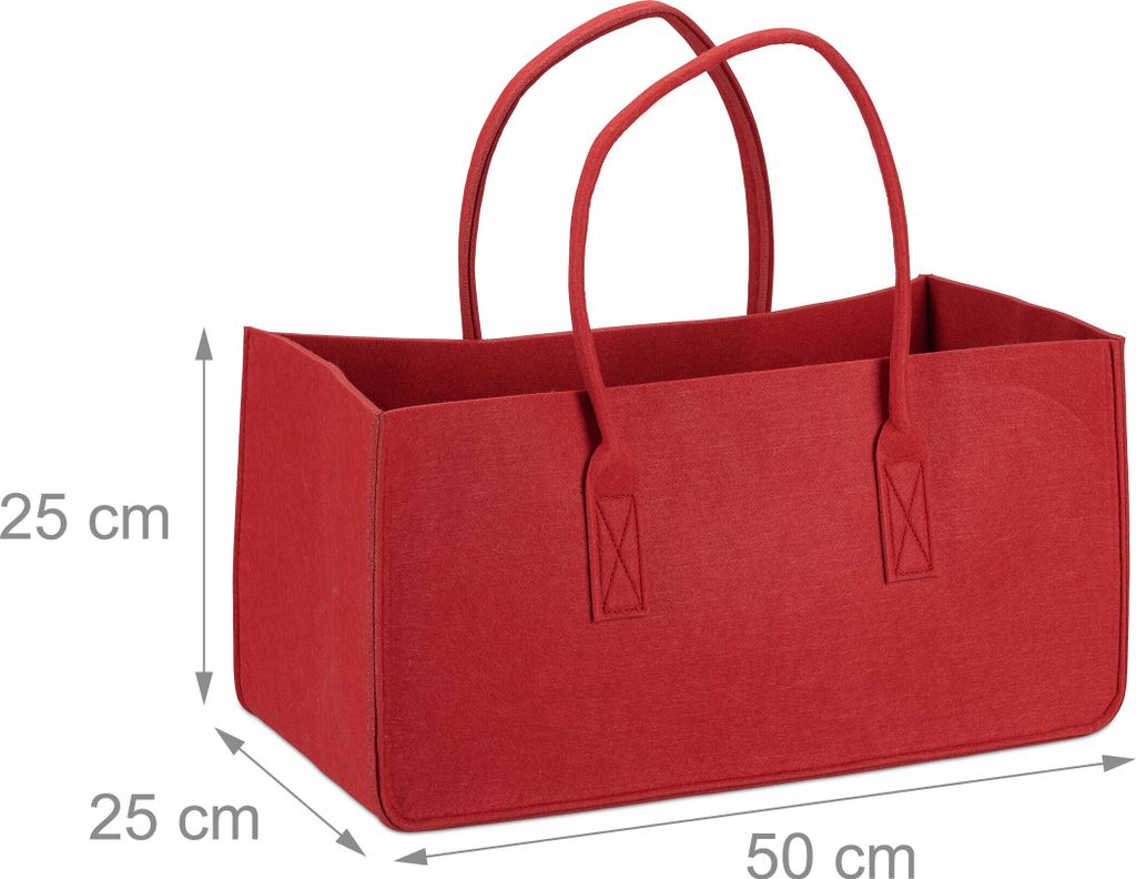 relaxdays 8 x Kaminholztasche aus Filz rot Produktbild 4
