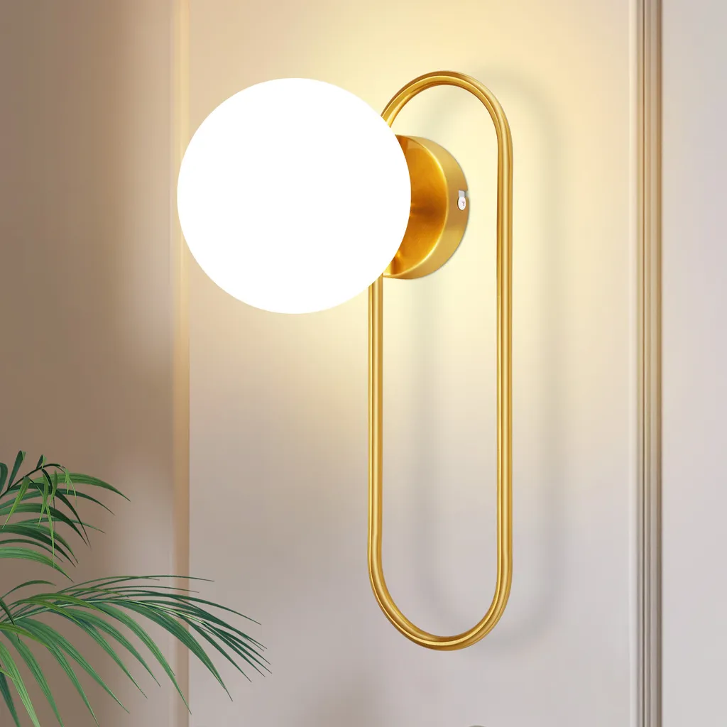 ZMH Lampada Muro Interno E14 Oro Vetro Moderna Illuminazione