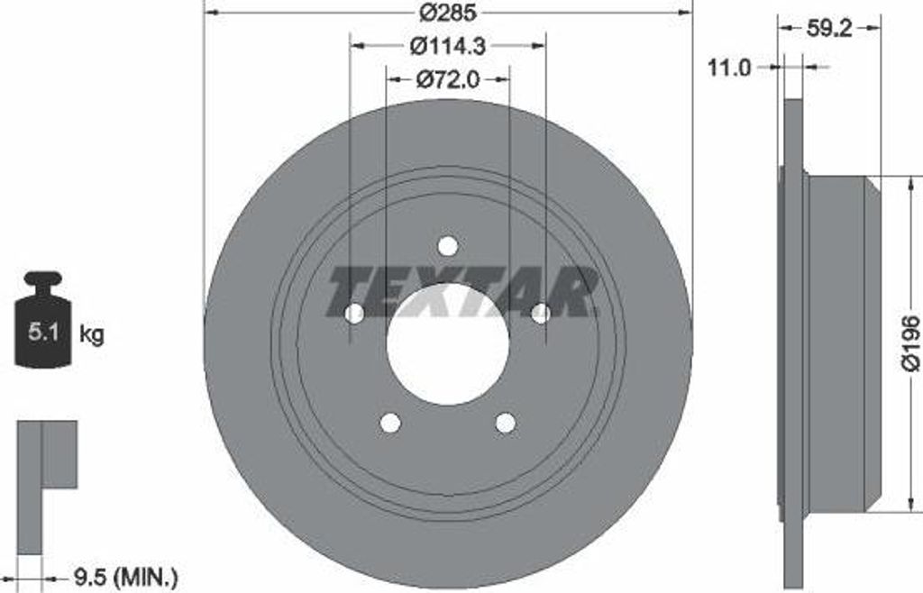 TEXTAR 92169403 Bremsscheibe OE 2AMV8184AA kompatibel mit Wrangler, Cherokee