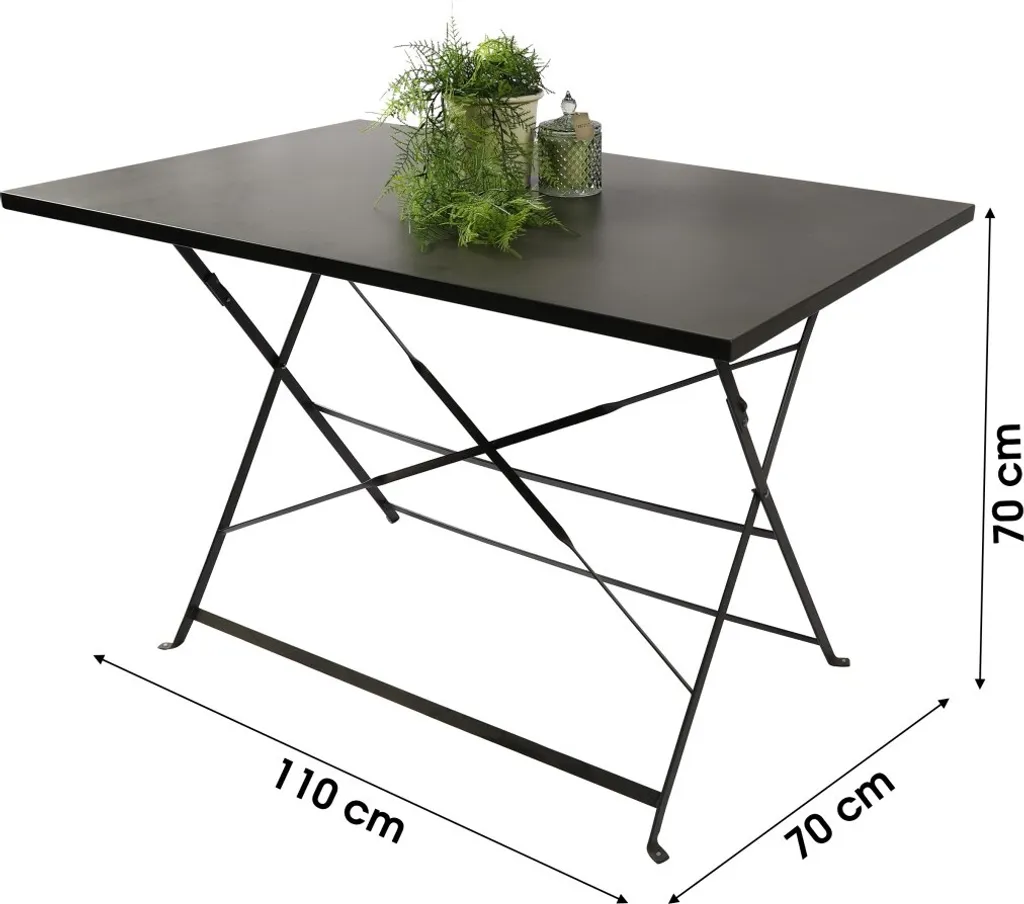 Table de jardin pliante gain de place en métal gris robuste