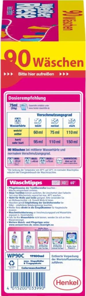 WEIßER RIESE Colorwaschmittel Color Pulver 90WL Produktbild 8