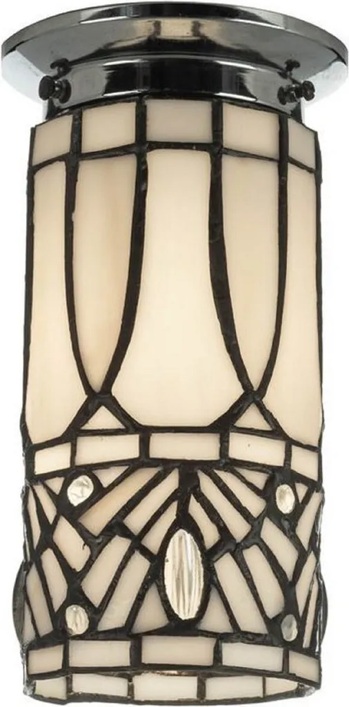 Casa Padrino Plafonnier Tiffany Blanc Argent Ø 10 x H 21 cm - Luxe Chic